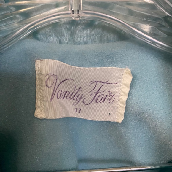 VANITY FAIR 60s Quilted Collar Empire Gown Robe Blue S/M - Picture 12 of 13